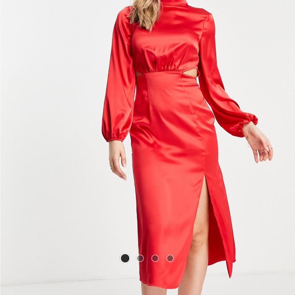 New Elegant Red Satin Dress